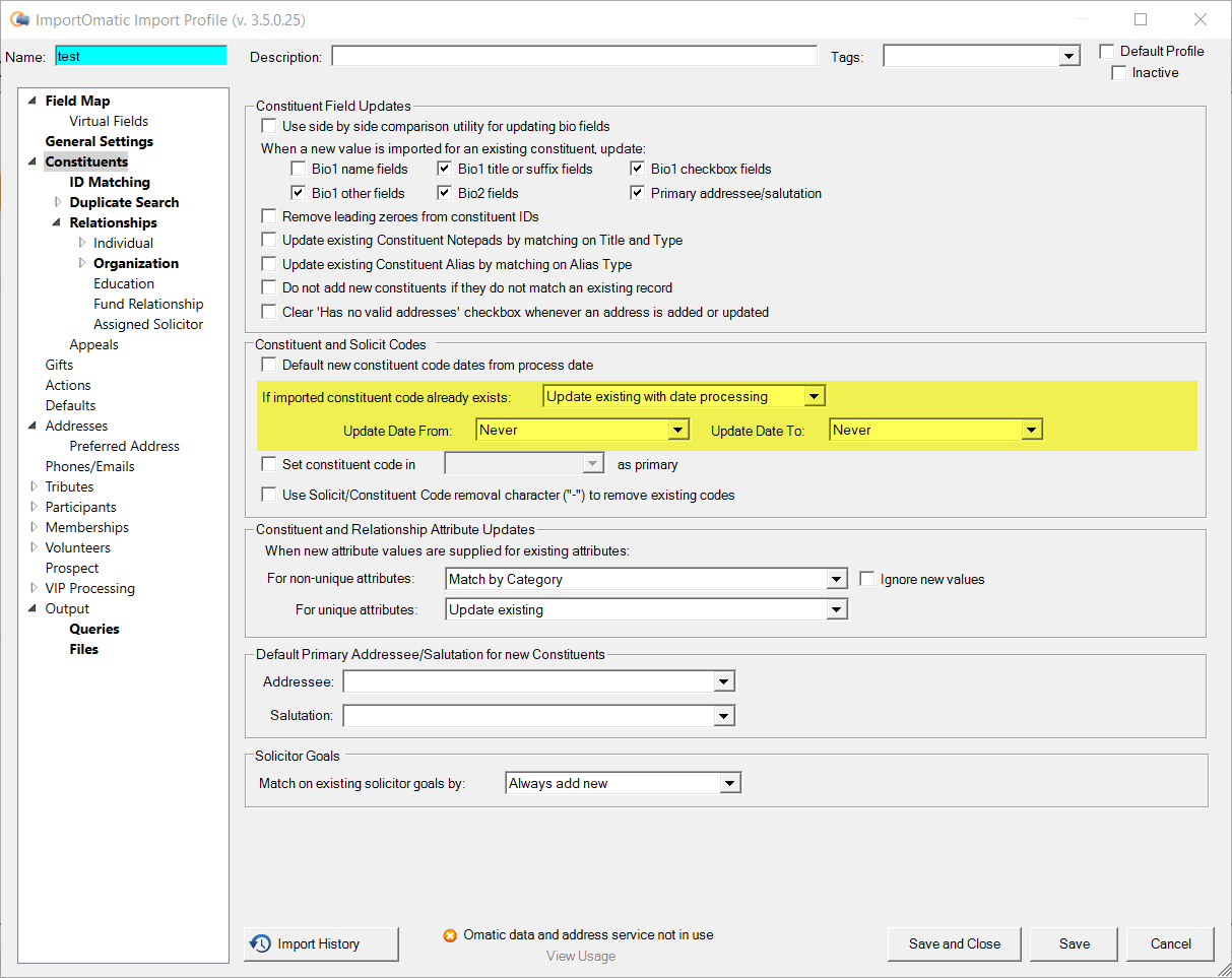 How To Update a Constituent Code Without Updating the Date From Field