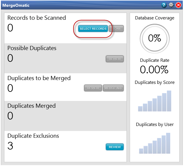 MergeOmatic - Manage Your Project - Records to be Scanned - Select ...