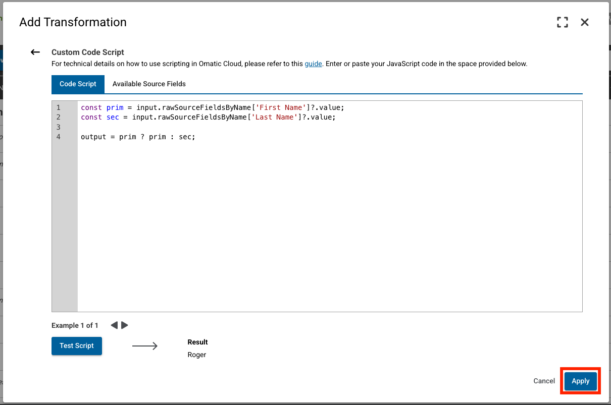 Custom Code Script Transformations