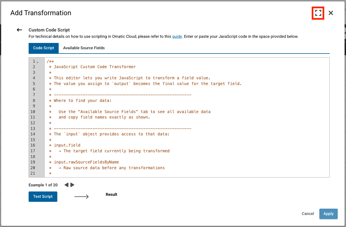 Custom Code Script Transformations
